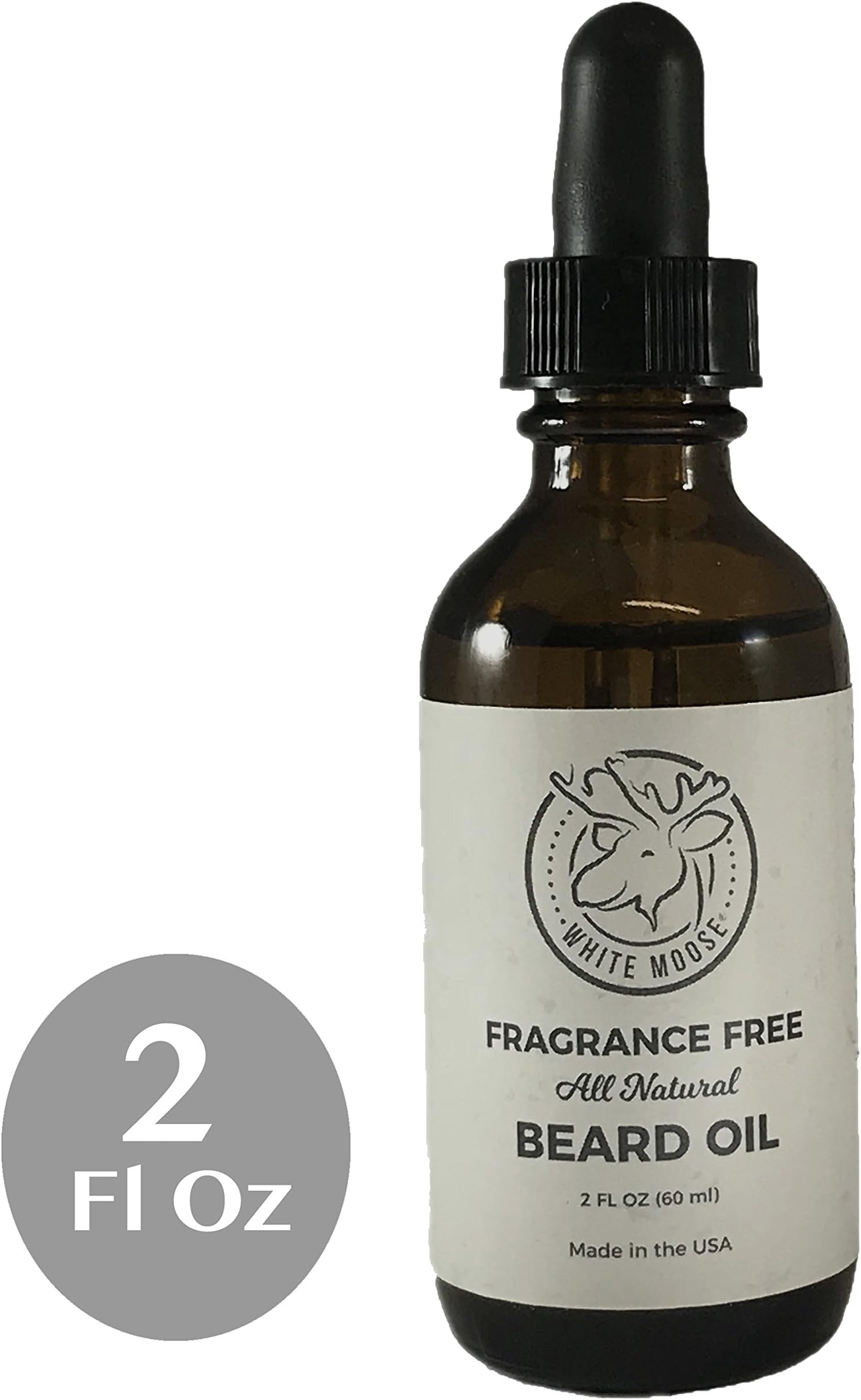 Premium Beard Oil and Leave-In Conditioner - All Natural - Unscented - Made in the USA - 2 ounces - by White Moose