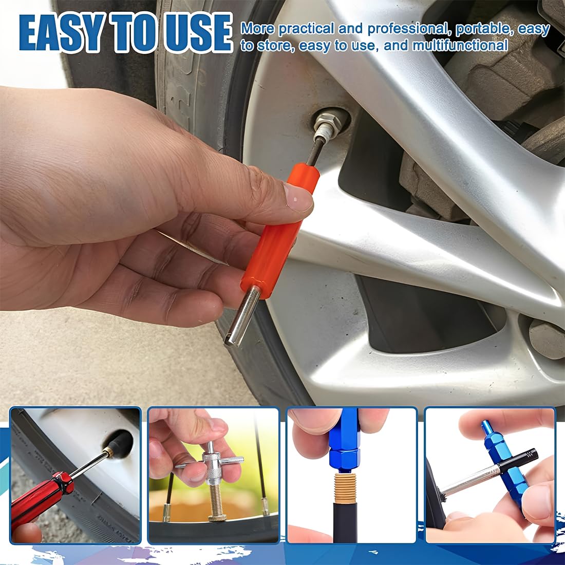JEYORZY 44x Kit Nucleo della Valvola, Valvola per La Riparazione della dei Pneumatici, Estrattore Strumento Chiave della Bici Pneumatici per Auto, Valvola Strumento di Rimozione Nucleo Automobile Moto