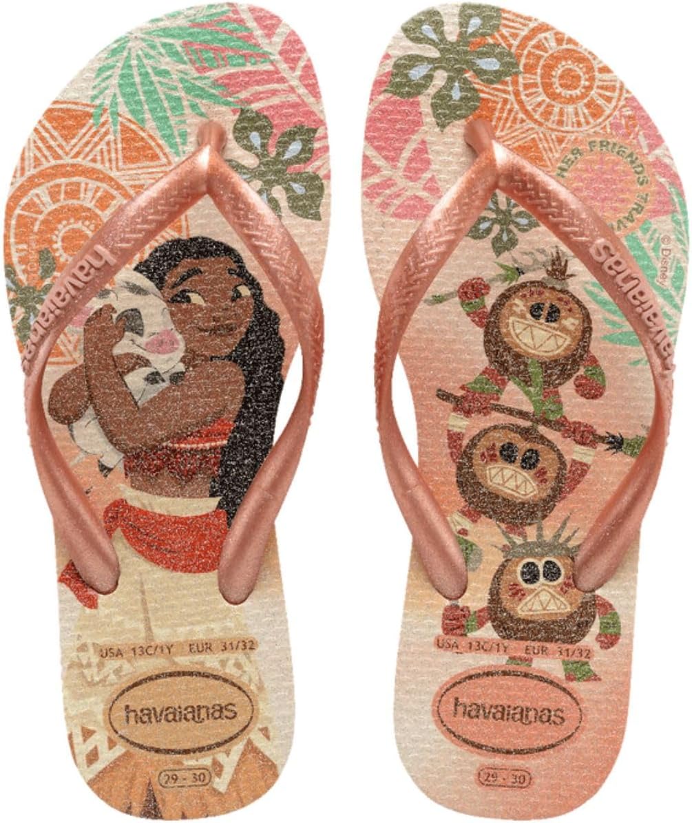 Chinelo Infantil Havaianas Slim Princesas Disney Menina (Rosa Clay, BR, Criança de 4 a 8 anos, Faixa Numérico, M, 25, 26)