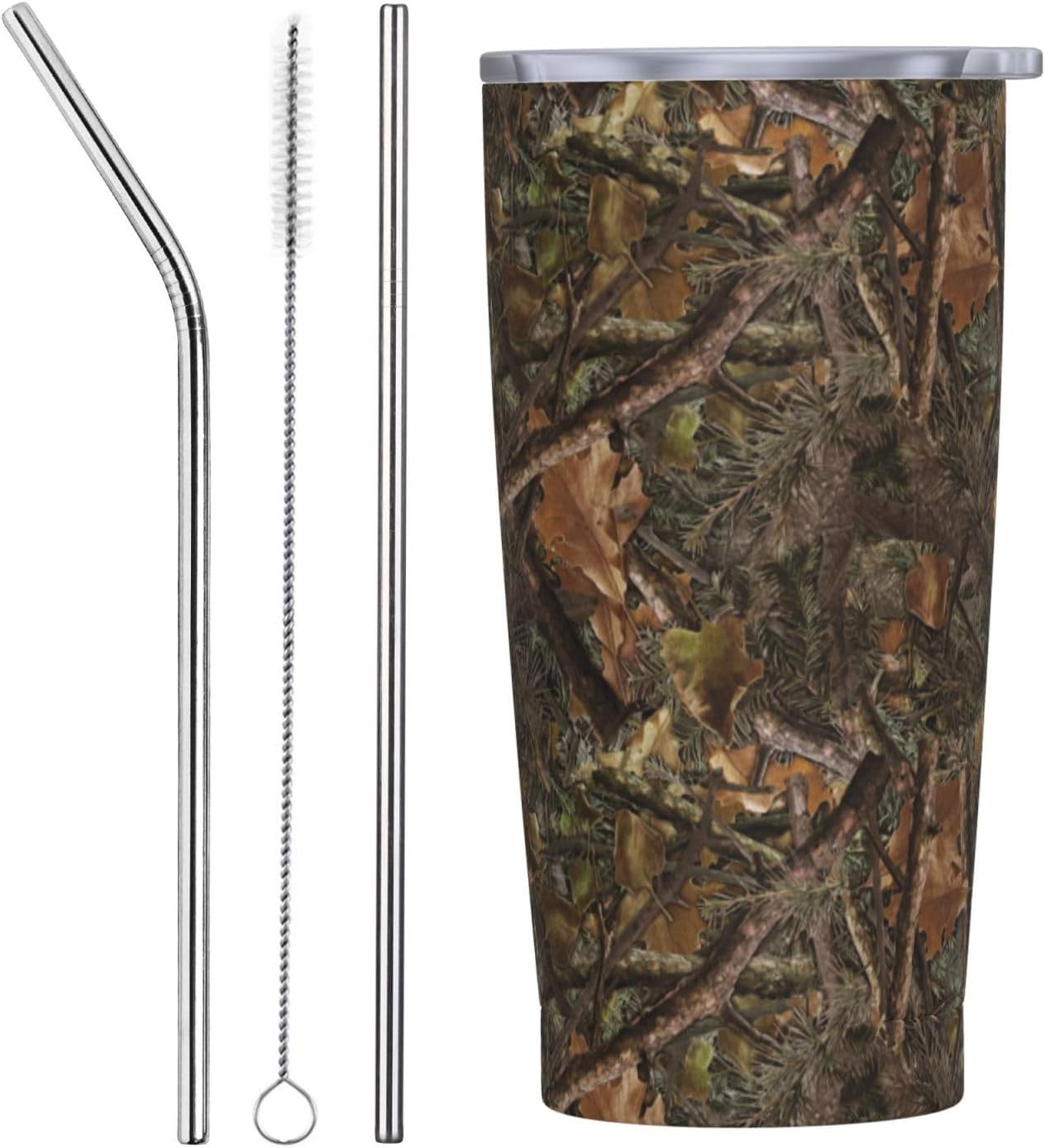Qwalnely Camo Tumbler 20 OZ with Lid and Straw, Insulated Tumbler Cup Mug, Hunting Gifts for Men Women