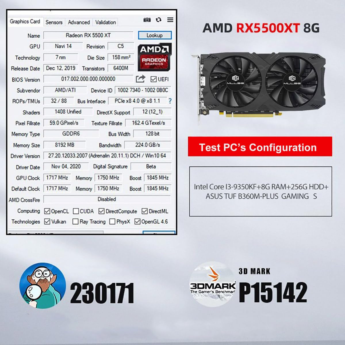 Amazon | RX 5500 XT グラフィックスカード 8GB GDDR6 128ビット PCIe