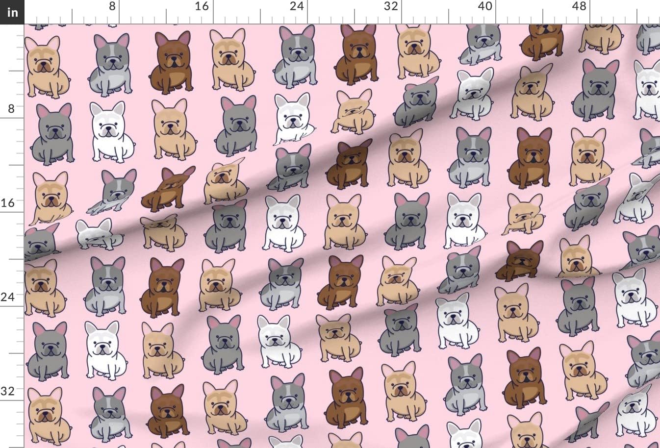 Spoonflower Fabric - Frenchie Pattern Dogs French Bulldog Cute Puppy Pet Printed on Upholstery Velvet Fabric Fat Quarter - Upholstery Home Decor Bottomweight Apparel