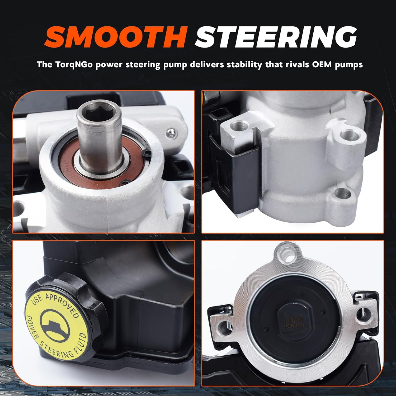 20-1037 Power Steering Pump Assembly With Reservoir Compatible with Jeep Wrangler 2004-2006, TJ 2004-2006, 4.0L Power Assist Pump Replace # 52013980AE, 52013980AD