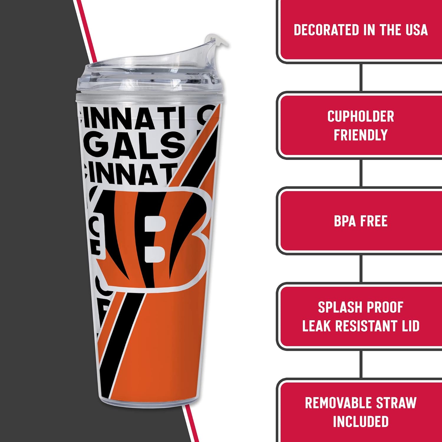 NFL Football 24oz Acrylic Tumbler with Hinged Lid, Officially Licensed Double Wall Tumbler for NFL Fans - Image 6