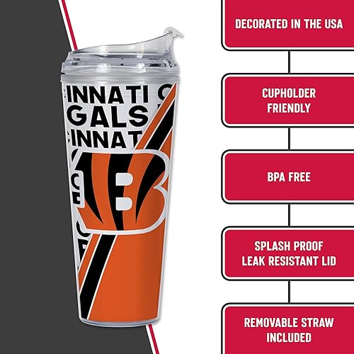 Miniatura 97 de Rico Industries NFL Football - Vaso de acrílico de 24 onzas con tapa con bisagras, vaso de doble pared con licencia oficial para fanáticos de la NFL