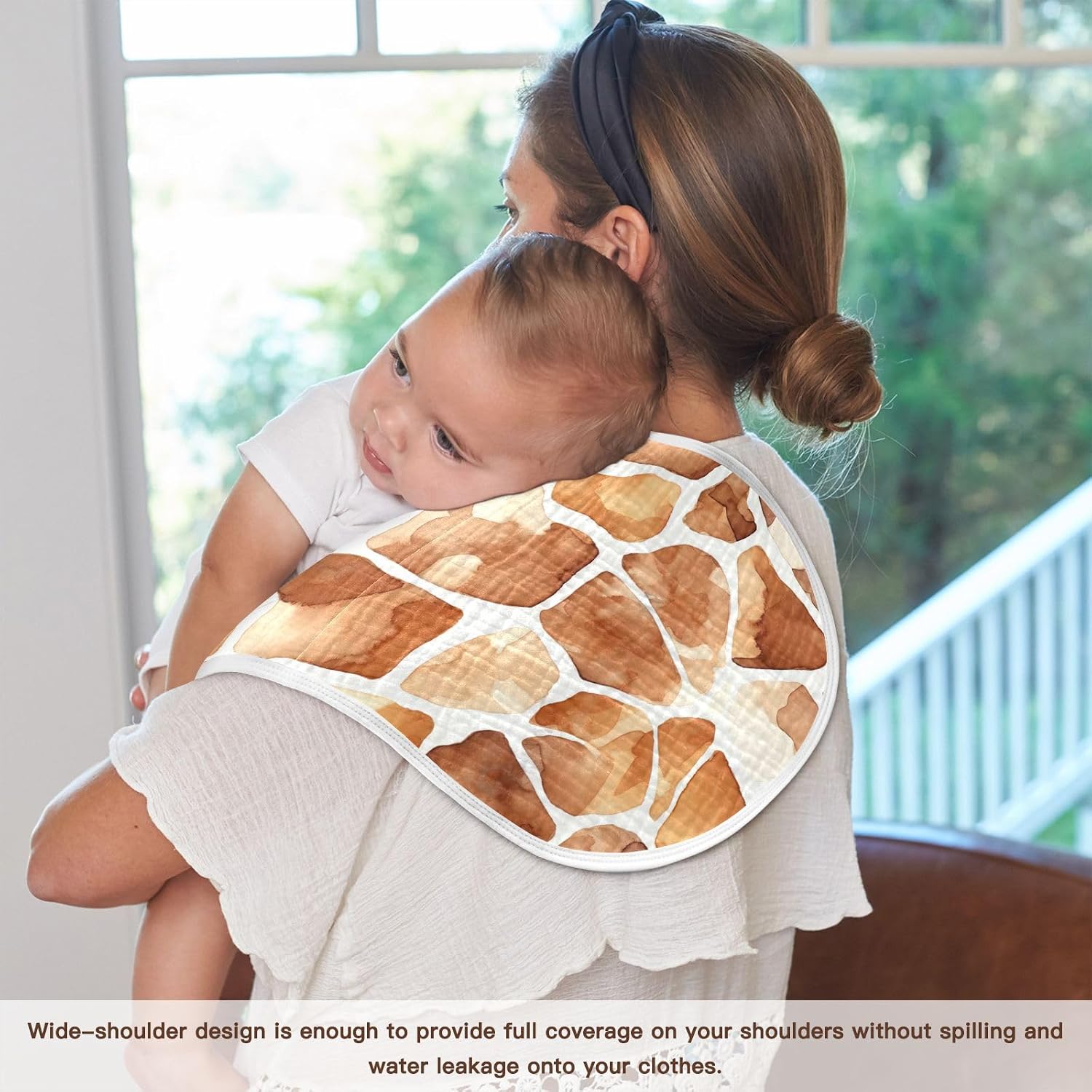 4Pcs Giraffe Print Burp Cloth,Unisex Large Absorbent Soft Cotton Muslin Burping Cloths for Newborn Boys Girls,11x22in,A111944