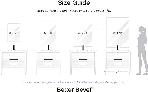 Miniatura 6 de Better - Espejo rectangular sin marco, espejo de pared de baño de 16 x 24 pulgadas con borde pulido de lápiz