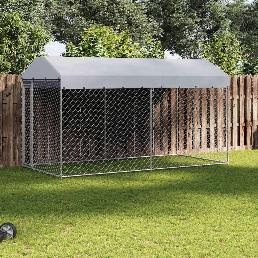 vidaXL Chenil d'Extérieur pour Chien avec Toit à Baldaquin Enclos Cage Chiots