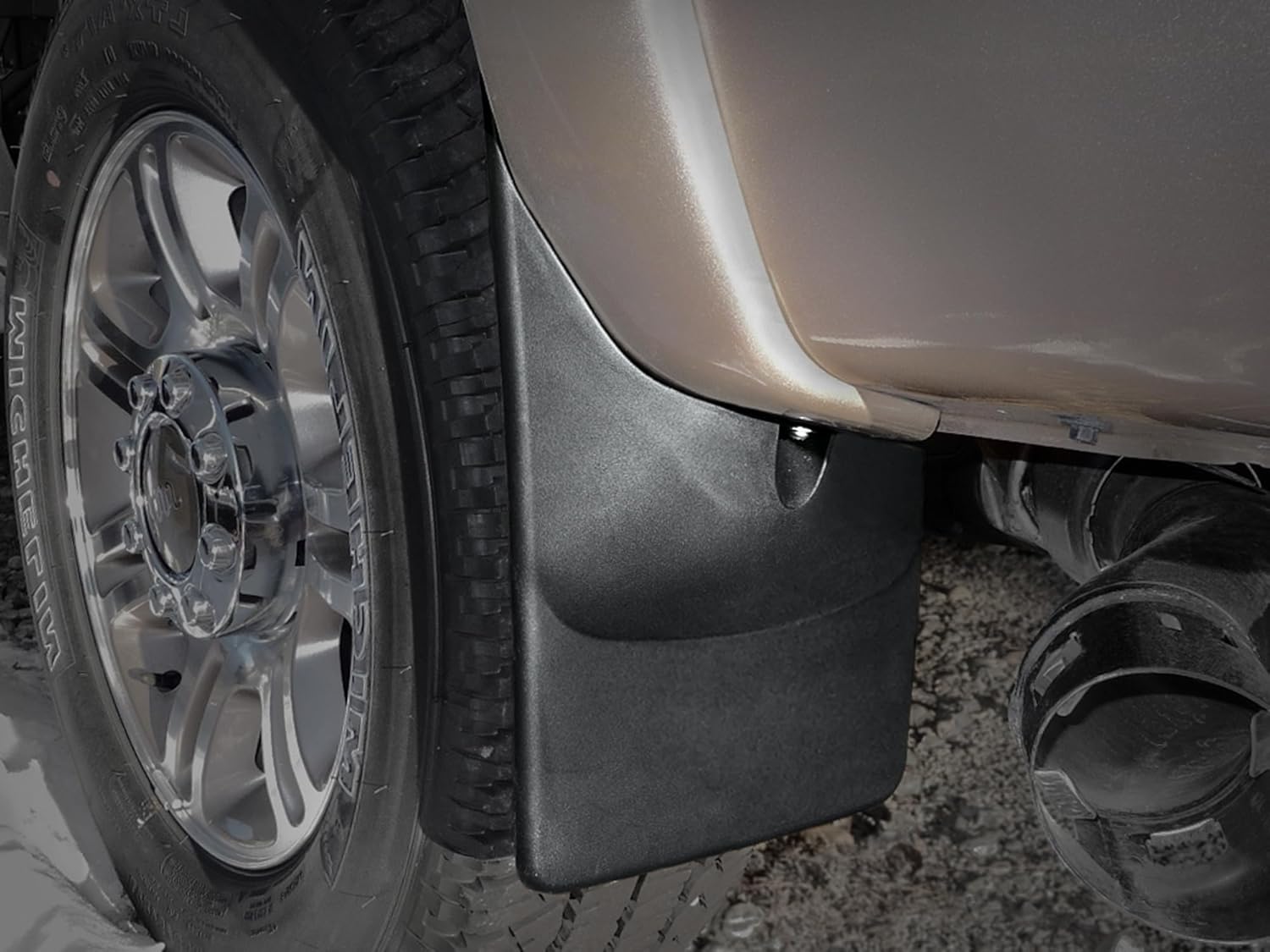 WeatherTech Custom No Drill Splash Guard MudFlaps for Ford Super Duty, Rear Pair (120031), Black