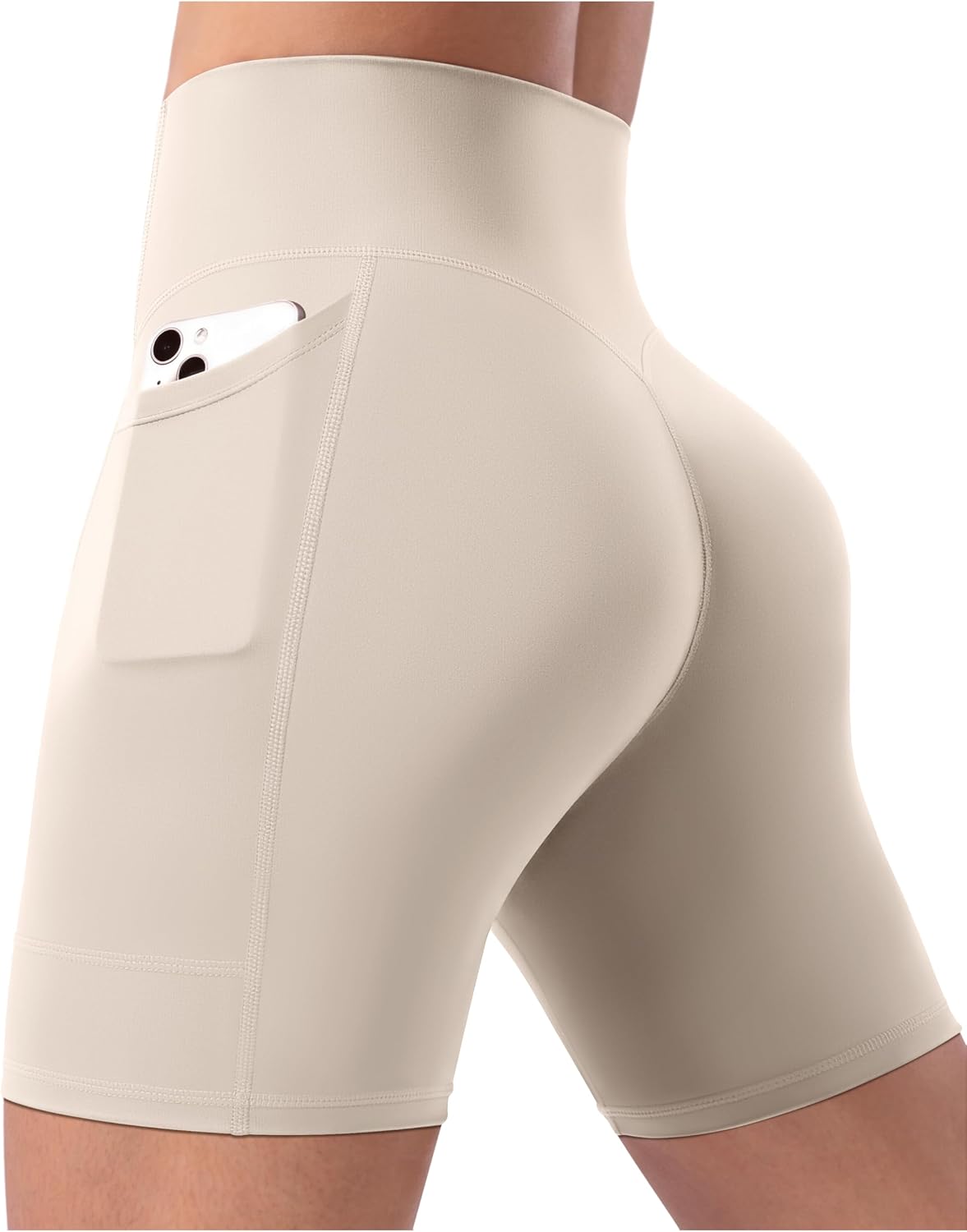 POSHDIVAH Women's Creamluxe Yoga Shorts with Pockets - 2.5"/4"/6"/8"/10" High Waisted Workout Volleyball Running Shorts