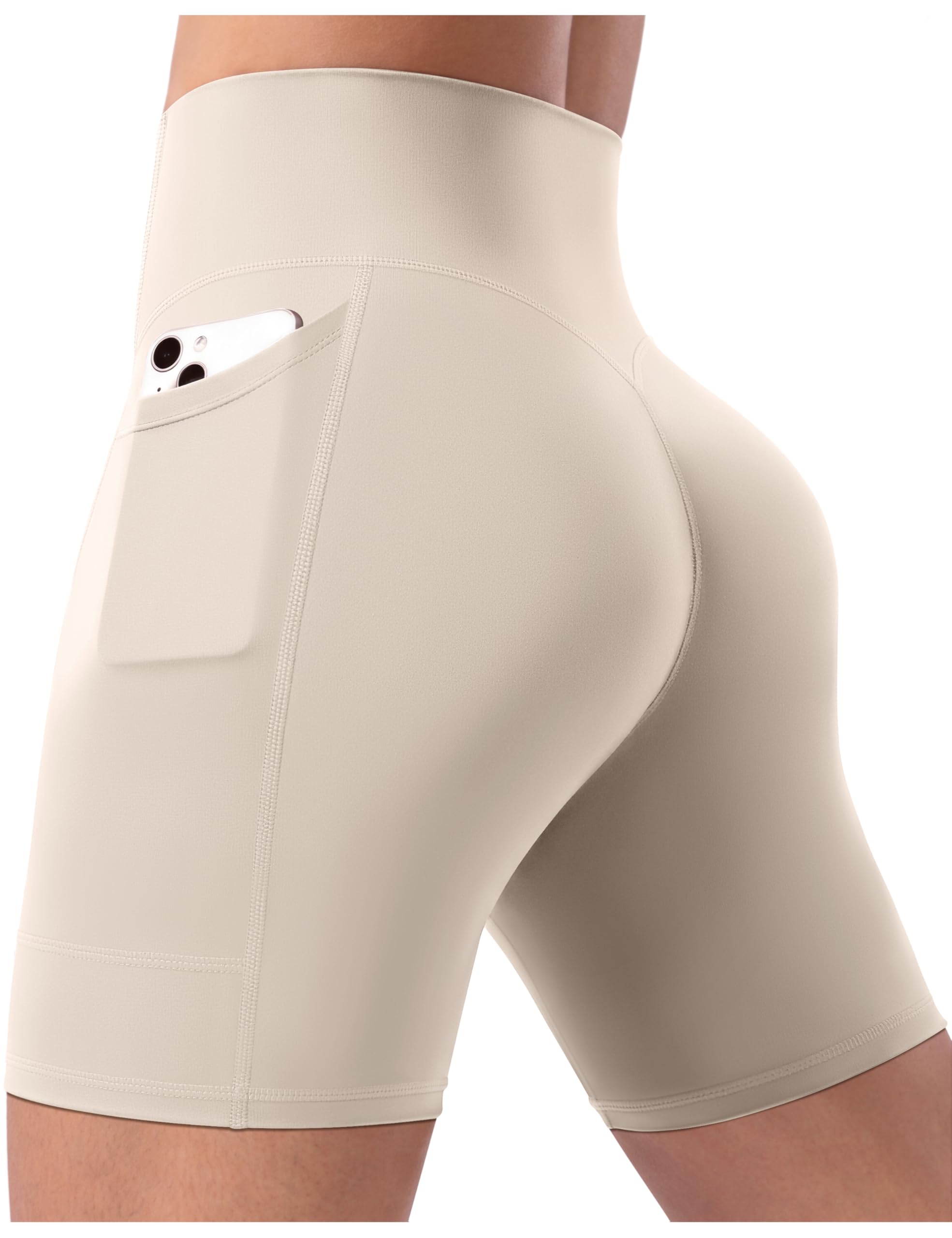 POSHDIVAH Women's Creamluxe Yoga Shorts with Pockets - 2.5"/4"/6"/8"/10" High Waisted Workout Volleyball Running Shorts