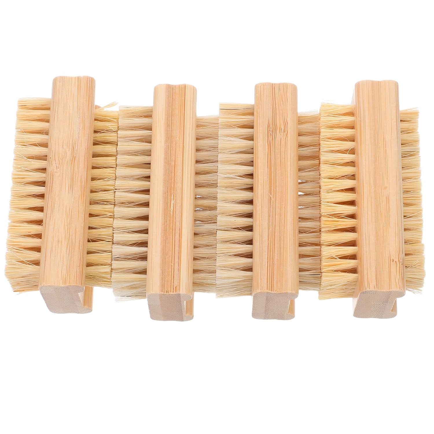 WOONEKY 4pcs Nail Cleaning Brushes Double-sided Bristle and Sisal Cuticle Scrubbers Hand Scrub for Manicure Nail Dust Collector Brush for Salon and Home Use