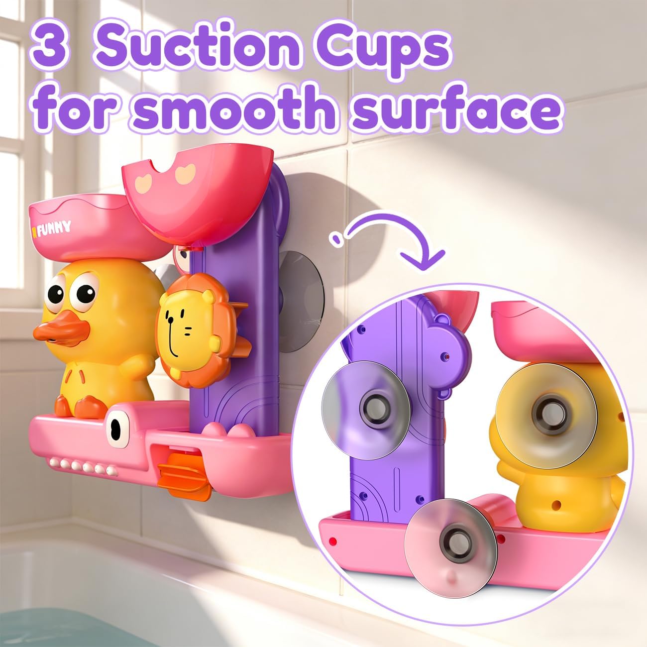 Bath Toys for Kids Ages 1-3: Toddler Bath Toys for 1 2 3 Year Old Girl Gifts - Pink Bathtub Toy for Toddlers 2-4 - Baby Girl Gifts 12+ Months
