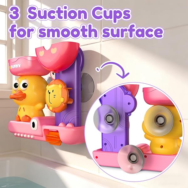 KmmiFF Toddler Bath Toys for 1 2 Year Old: Cute Duck Pink Toys for 1-3 Year Old Girls Gifts - Kids Bath Toy for Girl Age 2-4 - Baby Bath Toys for 18+ Months in use