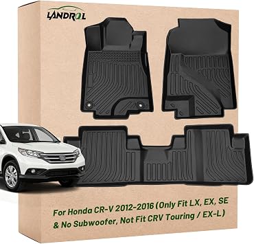 Car Floor Mats Replacement for Honda CR-V CRV 2012-2016 Only Fit LX, EX, SE & No Subwoofer, Not Fit CRV Touring/EX-L Heavy Duty Liners Custom Fit All Weather Protection Carpets