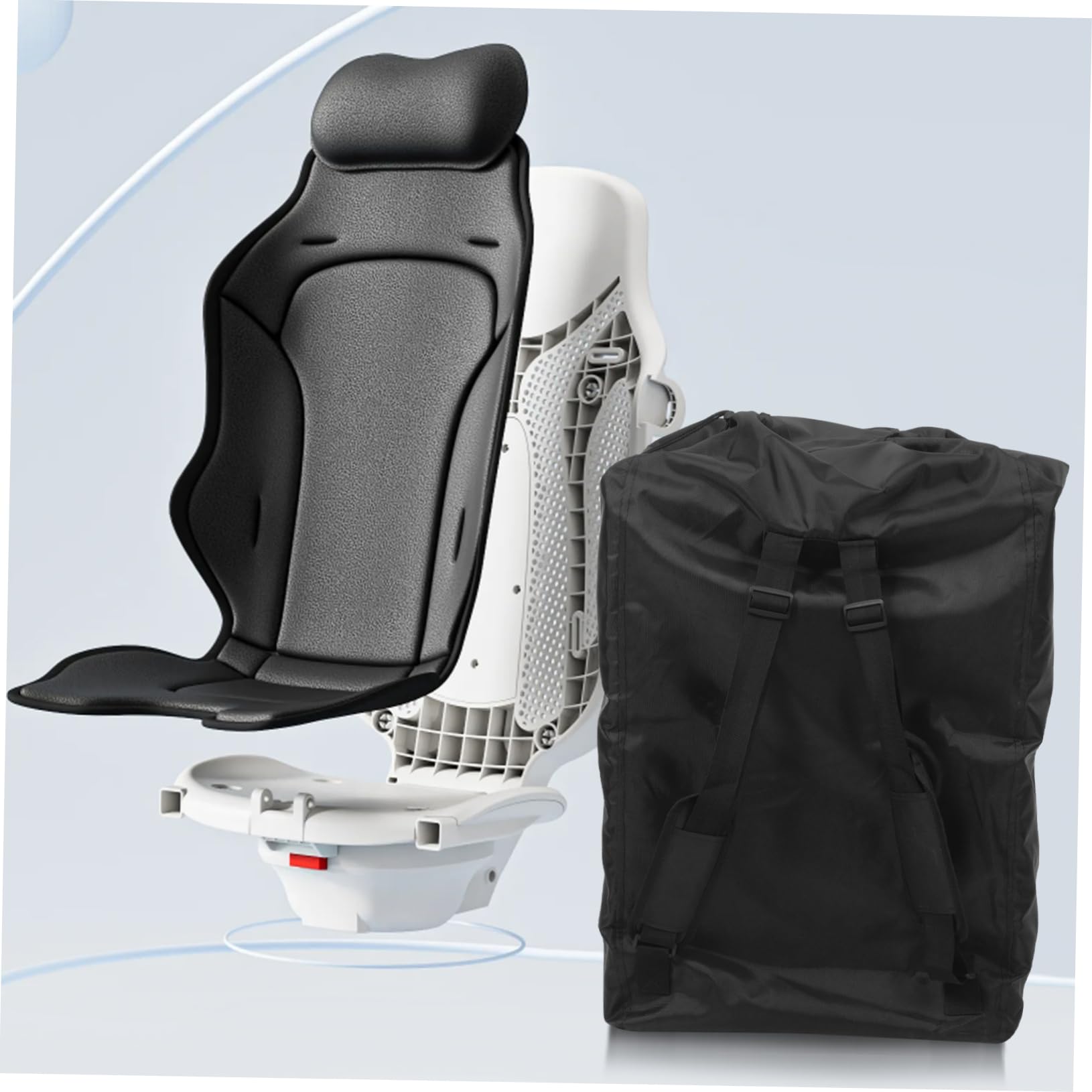 Mipcase Paquet à Dos de Rangement Poussette en Tissu Oxford Noir Grosse Capacité, Multiples Compartiments, pour Voyages en Avion et Transport Facile