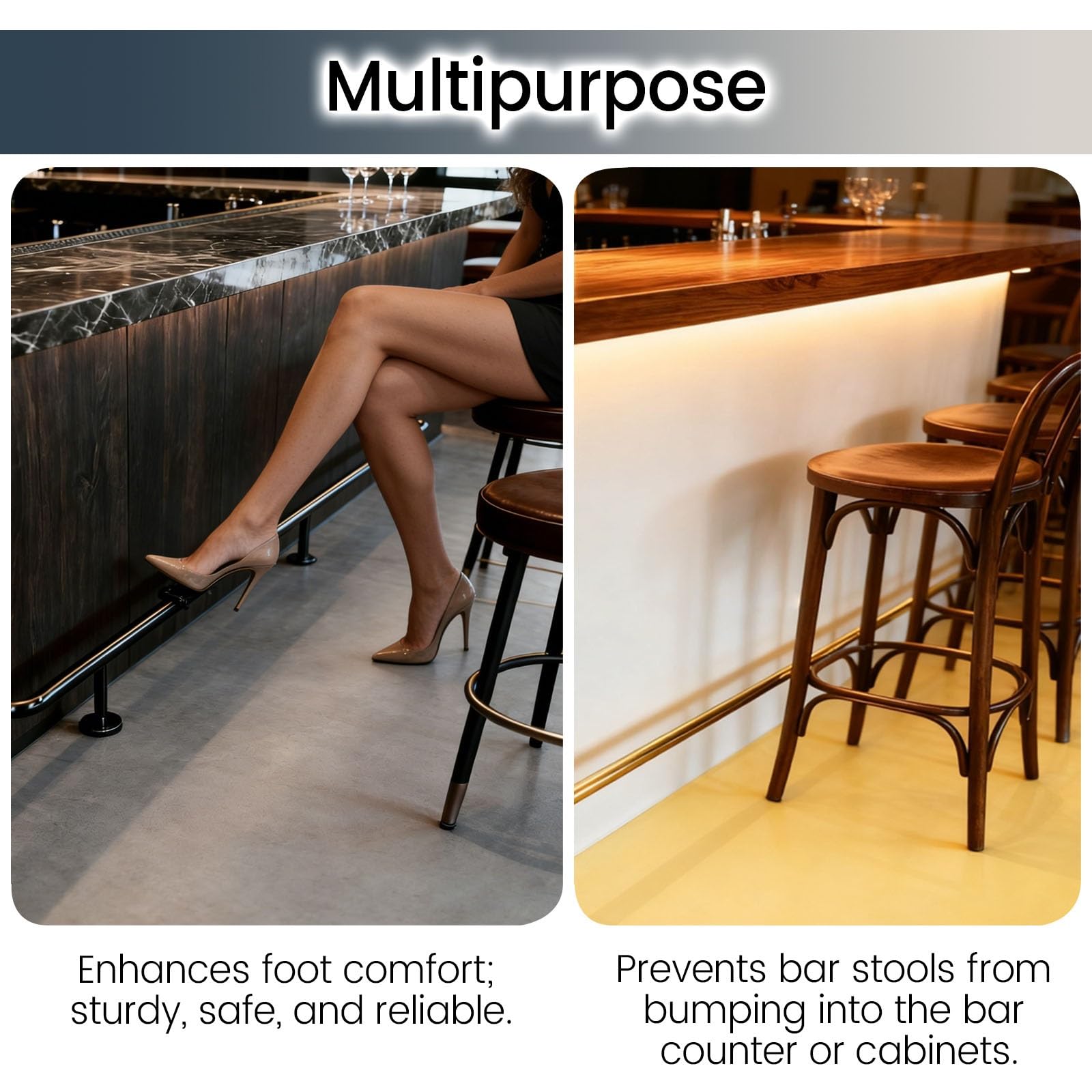 JYHHCYS Anpassbares Fußstütze Bar Zur Fußabstützung, Bodenmontage | Bar Mount Fußschiene Halterung Für Indoor Outdoor Home Bar, Kücheninsel, Restaurant(175cm/5.7ft)