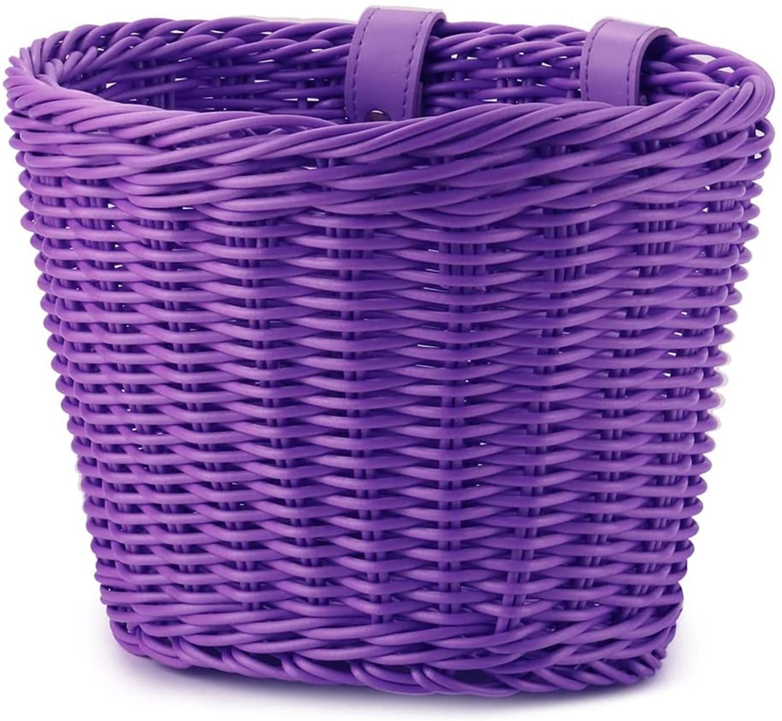 Yeehliny Fahrradkorb Kinder, Fahrradkorb Geflochten für Mädchen und Kinder vorne, Laufradkorb Lenkerkorb Lenkerkörbchen Körbchen für Fahrrad aus Kunststoff, mit Lederriemen (Violett)