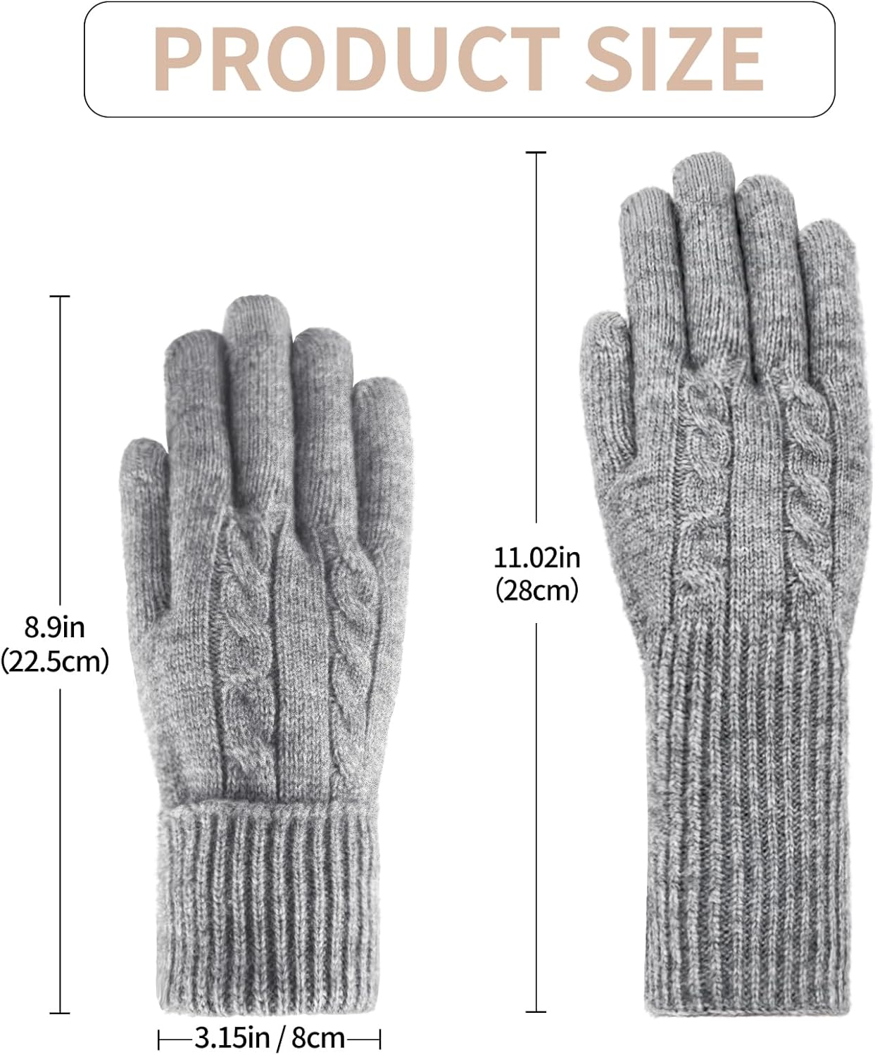 Winter Wool Gloves for Women Warm Touchscreen Fleece Elastic Soft Knit Gloves for Cold Weather Folding Cuffs - Image 5