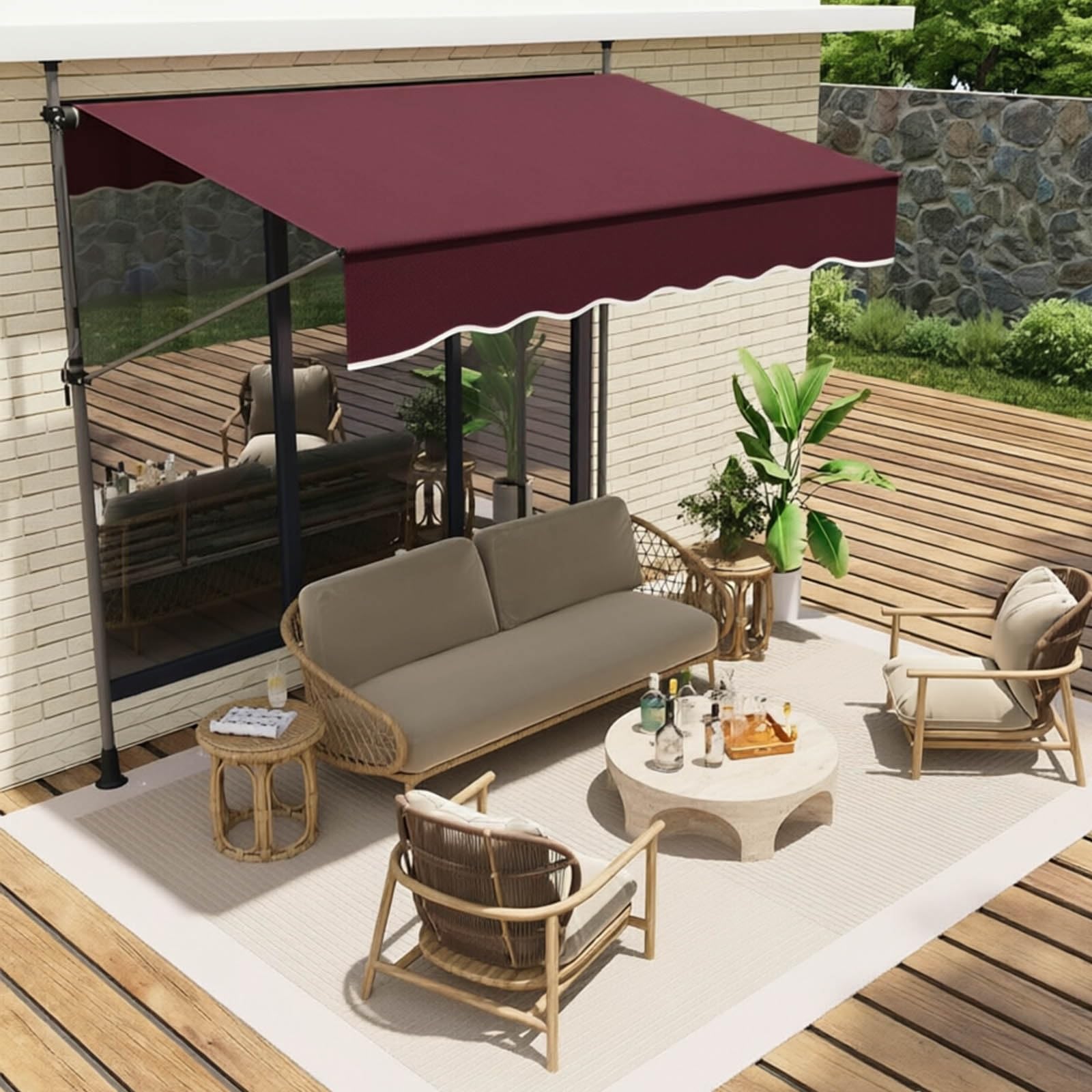 Patio z regulacją wysokości, ręcznie chowana, ochrona przed promieniowaniem UV, do okien / drzwi, idealna na podwórko, ogród, balkon (ciemnozielony, 150 x 120 cm)