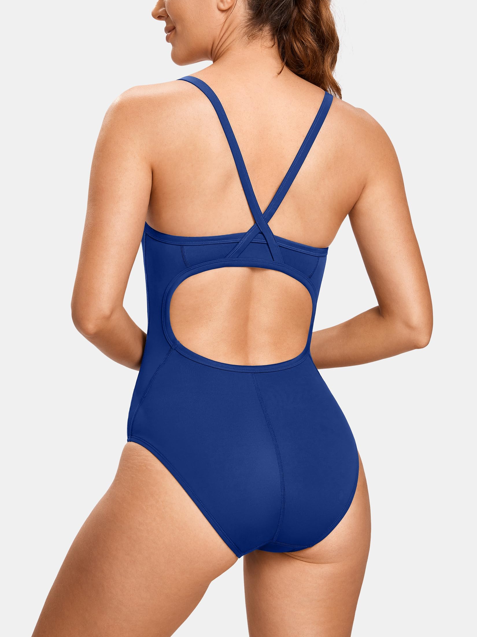 SYROKAN Femme Maillot de Bain 1 Pièce Sport Natation Dos Croisé Mince Bretelles