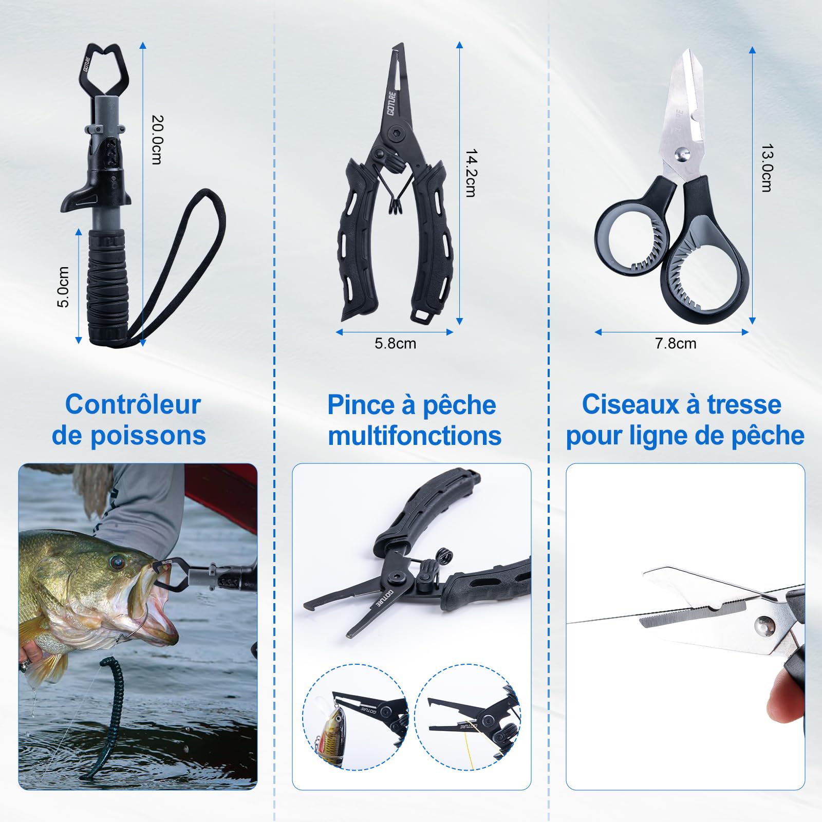 Goture Ensemble de Pêche Télescopique 2 Canne avec Moulinet 5,2:1 Sac de Transport Eau Salée Douce
