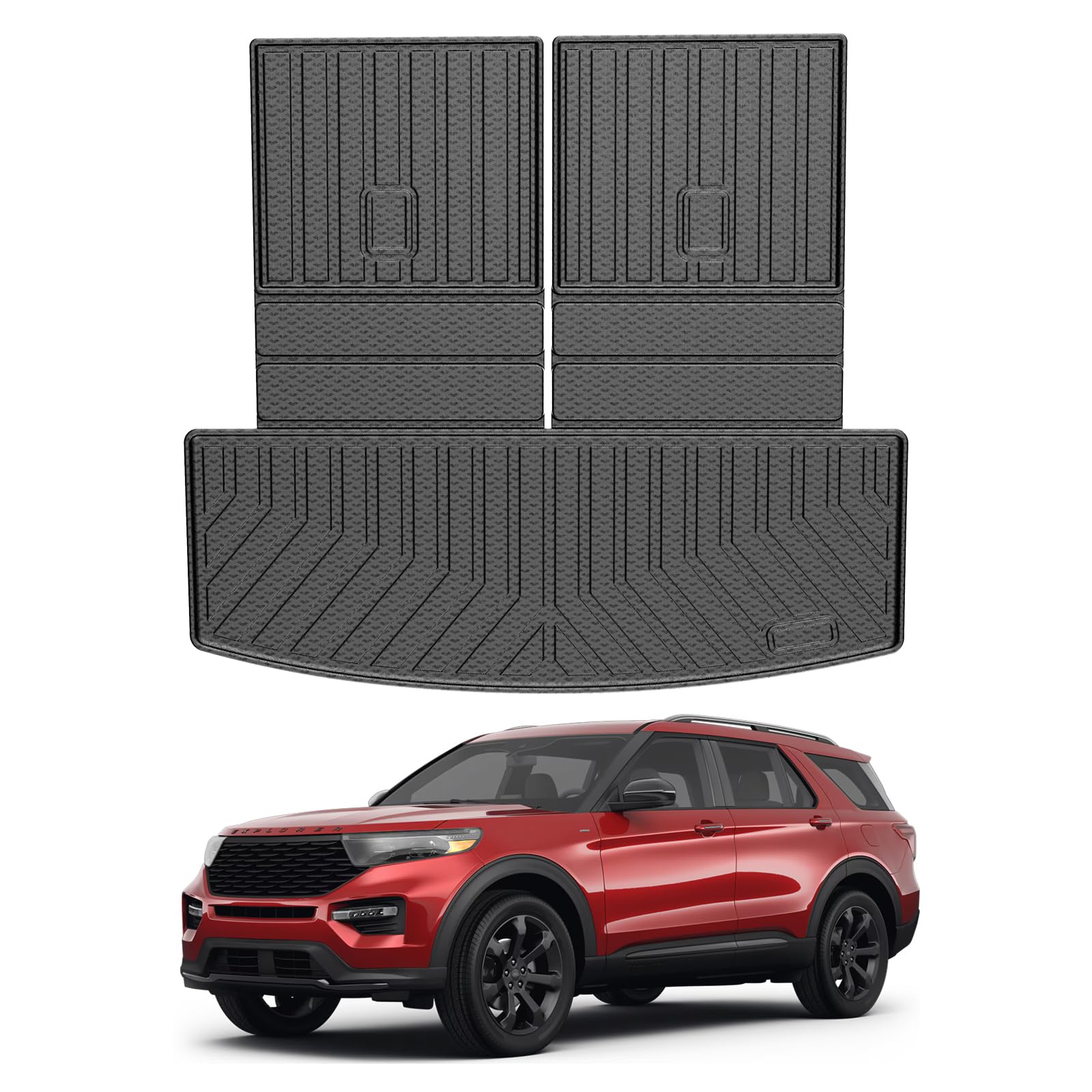 Mixsuper Cargo Liner for Ford Explorer 2020-2025, Trunk Mat for Ford Explorer Accessories Rear Trunk Liner Cargo Mat Backrest Mat Black