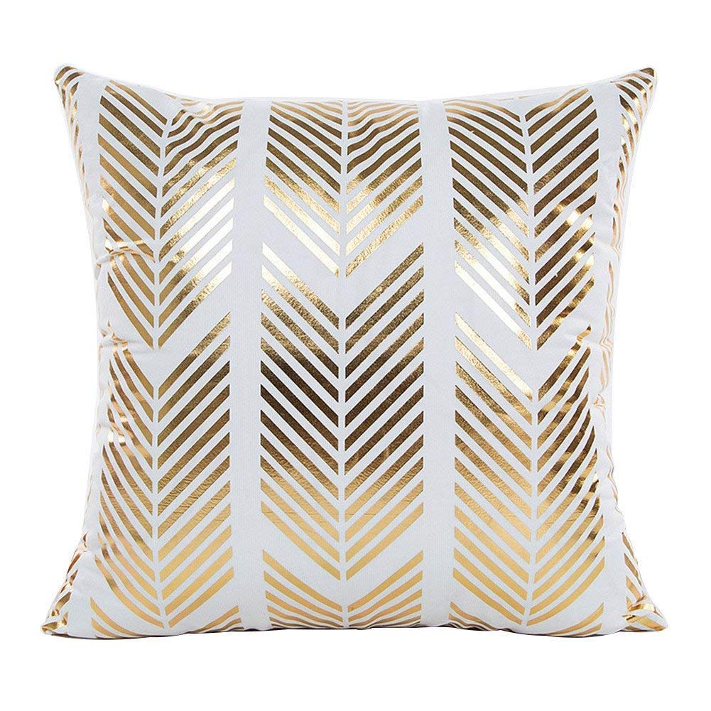 wintefei Throw Pillow Case Gold Foil Printing Cushion Cover Decorative Sofa Bed