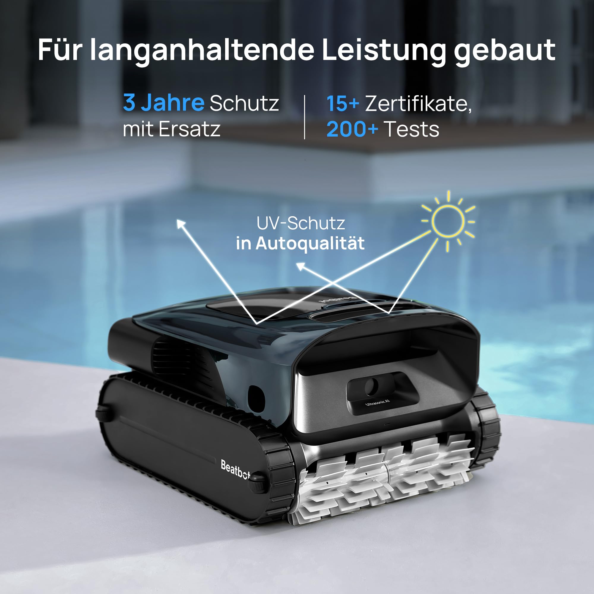 Beatbot AquaSense 2 Pro Poolroboter Set mit Klärmittel-Satz, Oberflächen | Poolsauger Design für Reinigung Boden, Wand, Oberflächen und klärt Wasser, Schwebt nach Reinigung auf Wasseroberfläche