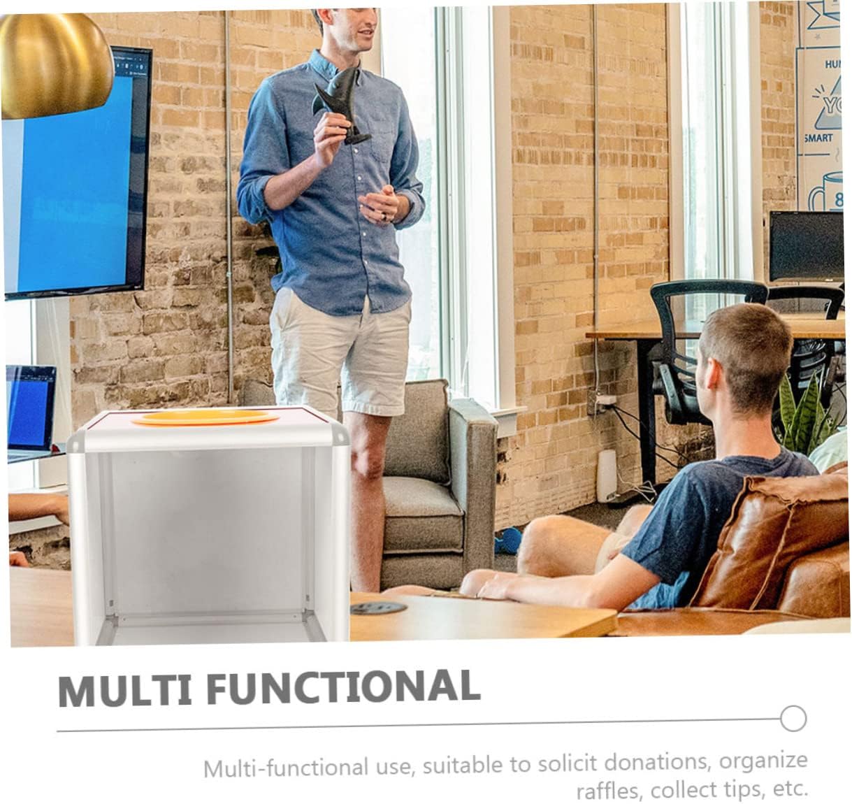 Raffle Box Lock Square Voting Box for Events Donation and Fundraising Accessory for Annual Meetings and Celebrations