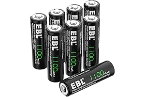 EBL 1100 mAh Nicad Battery Power Pack of 8 for Solar Lights