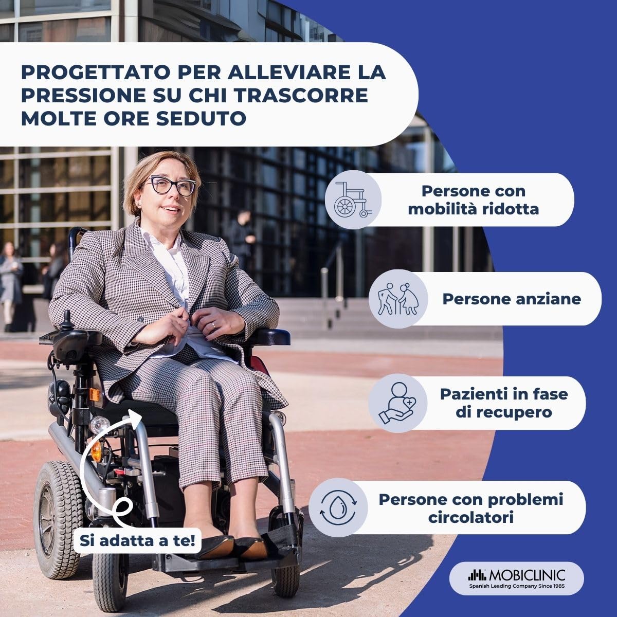 Mobiclinic®, Cuscino D'aria, Antidecubito e Antidecubito, Ideale per Sedie a Rotelle, 40x40x6 cm, Rivestimento Traspirante e Lavabile, Include Pompa e Kit di Riparazione, Q-AIR