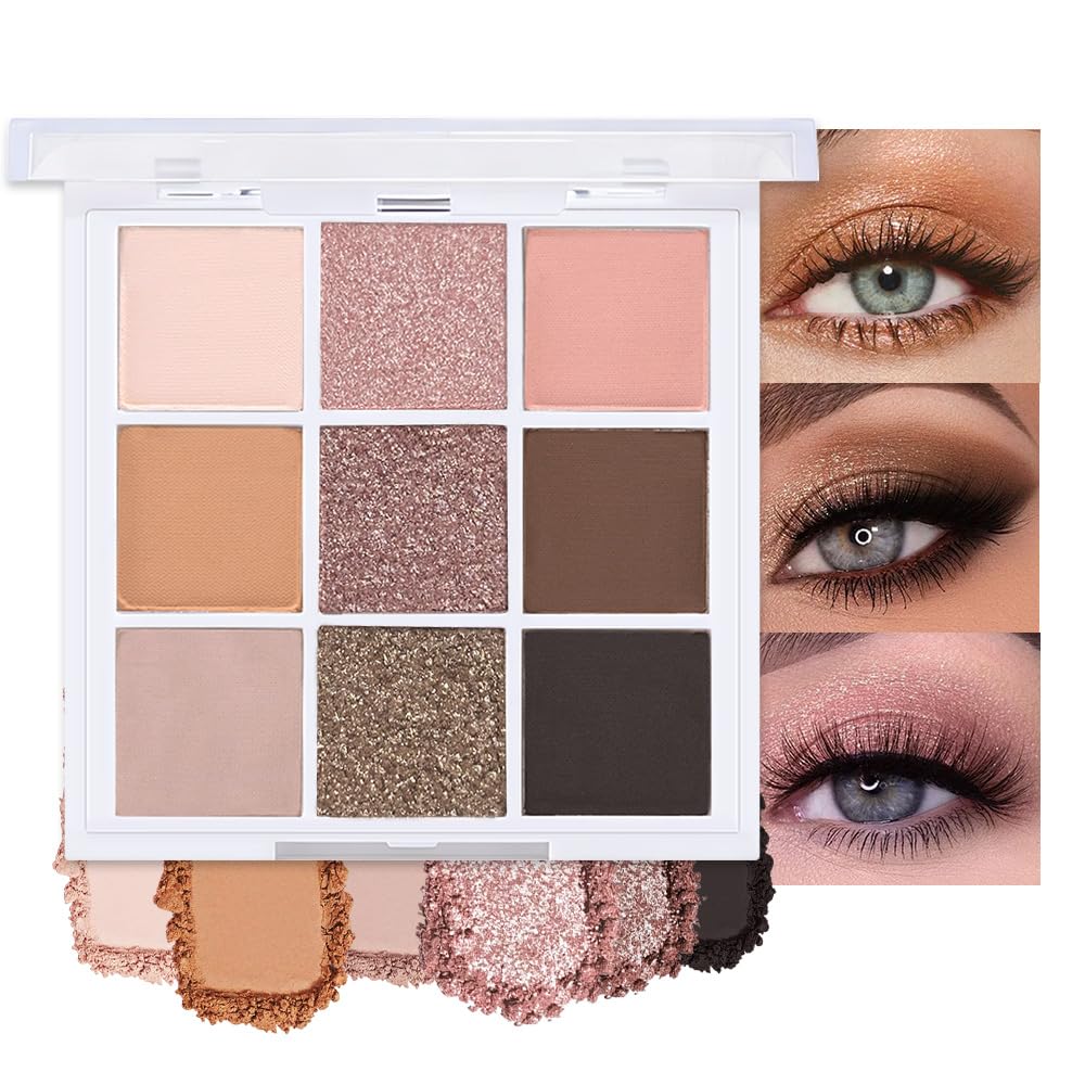 Nude Pink Champagne Rose Gold Brown 9Colors Eyeshadow Women Makeup Palette New Nine Color-Satin Nude