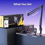 MAONO Gaming USB Microphone, Noise Cancellation Condenser mic with Mute, Gain, Monitoring, Boom Arm for Streaming, Podcast, Vocal, Twitch, YouTube, Discord, PC, Computer, PS4, PS5, Mac, DGM20S