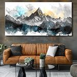 Wall Art Mountain Abstract Wall Art Aquarelle Toile Peinture Affiche pour Salon Chambre à manger Maison Bureau Décor 20"x40"(50CMx100CM)