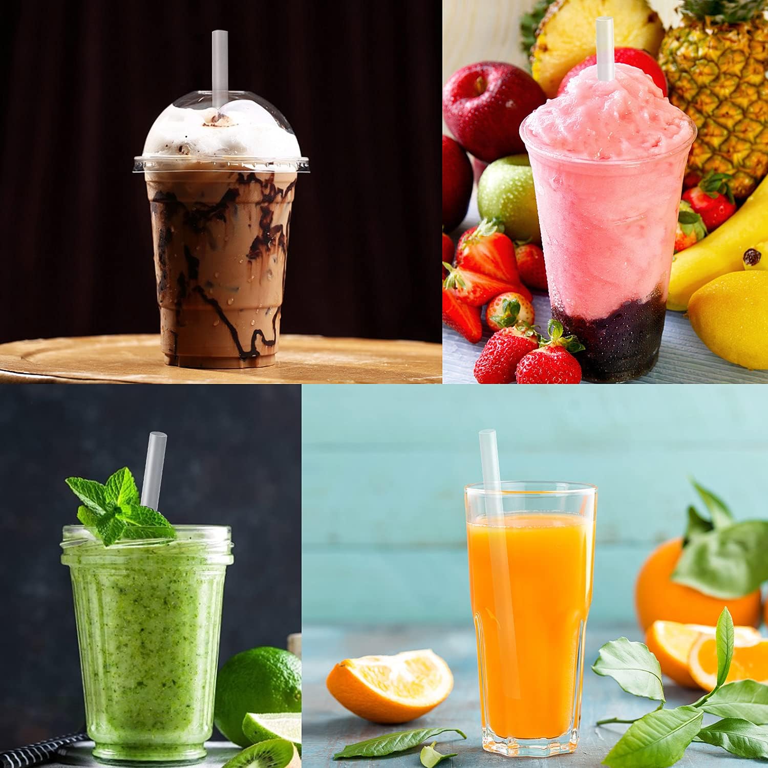 300 Pcs Clear Boba Straws Smoothie Straws,Individually Wrapped Disposable Plastic Jumbo Large Wide-mouthed Milkshake Drinking Straws(0.43" Diameter and 9.45" long)