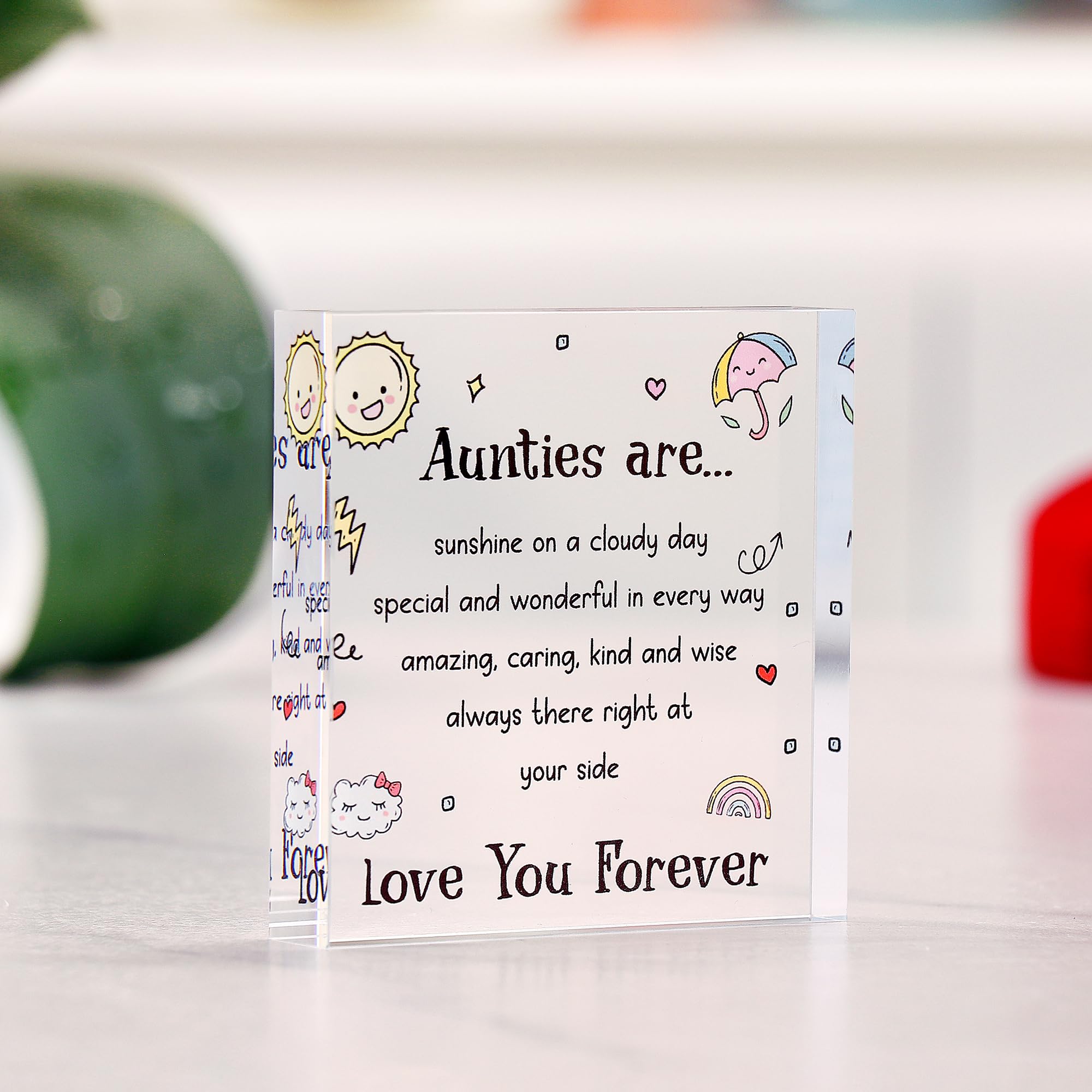 Auntie Gifts - Cute Auntie Birthday Gifts - Elegant Decorative Gifts for Auntie - Beautiful Gifts from Nephew, Niece - Charming Auntie Gift for Mother's Day - Engraved Acrylic Decoration