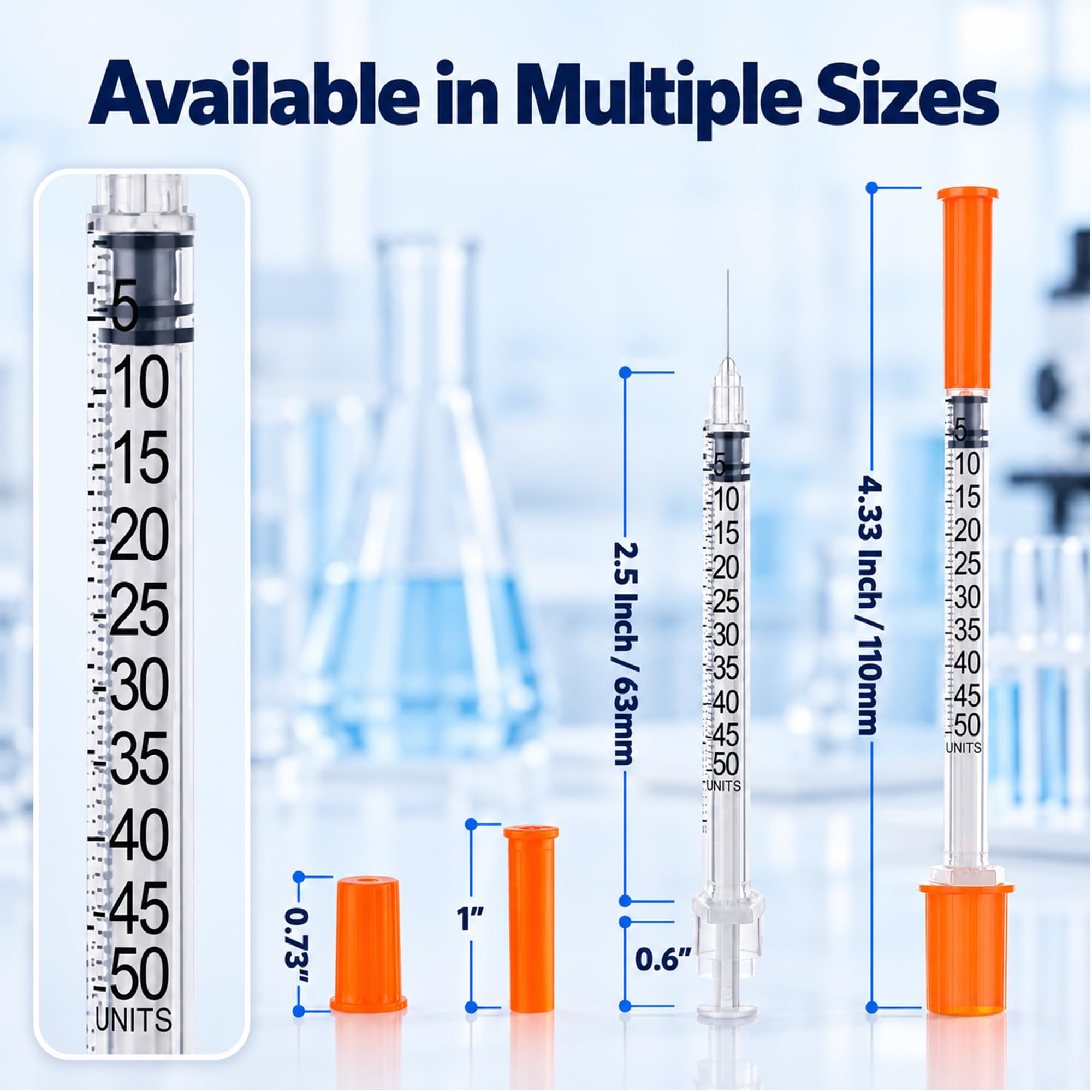 0.5ml Syringes 30G 5/16" 8mm Needle U-100 Disposable Lab Syringe, 100 Pack — Amazon image 5