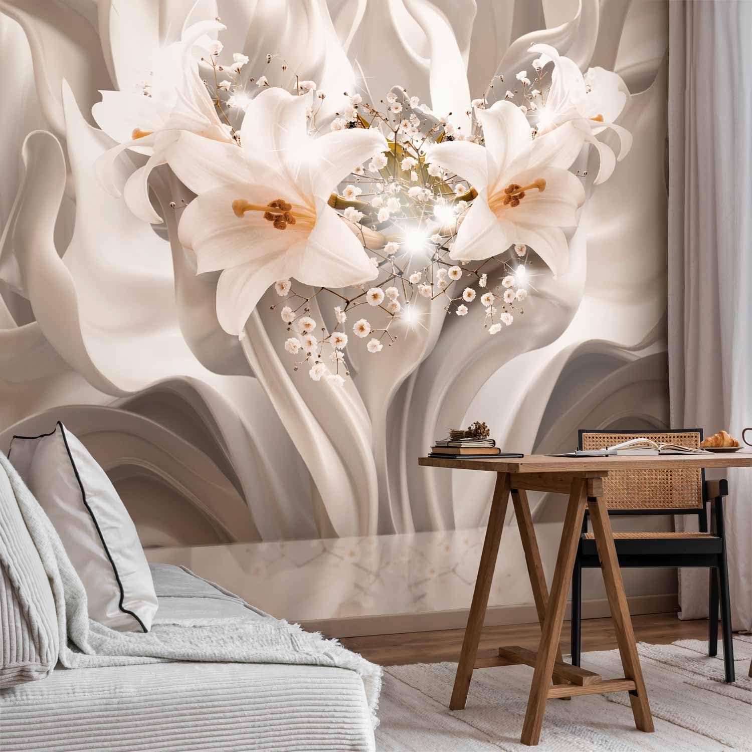 murando - Carta da Parati Moderna Spessa per Cameretta, Giglio, 400x280 cm | Fotomurali in TNT, Spessore Maggiore, Decorazione da Muro XXL, Carte da Parati Moderne, Fiori, Produzione Europea