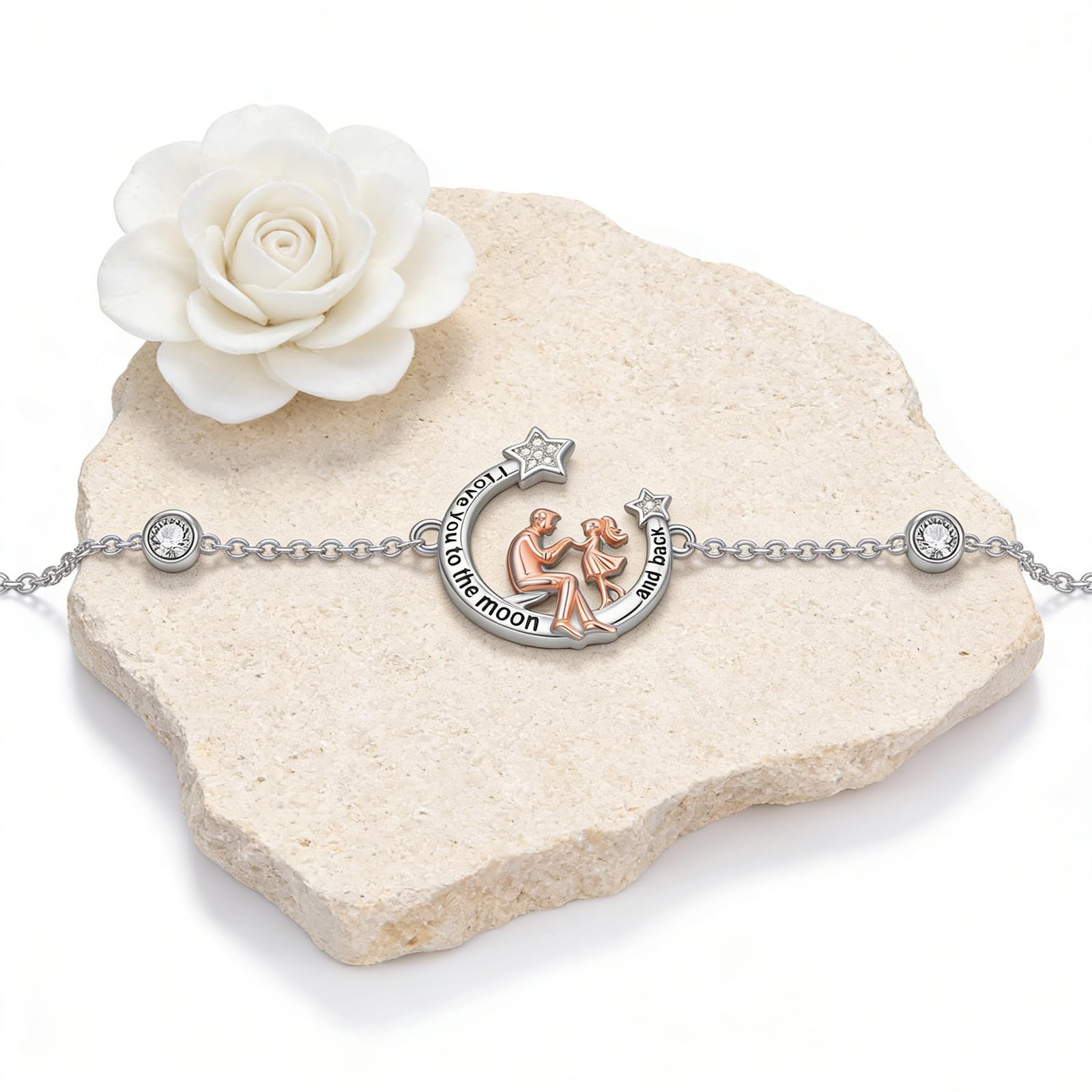 Tochter Charm/Armband vom Vater 925 Sterling Silber Vater Tochter Anhänger Schmuck Weihnachten Geburtstag Geschenke für Daughter