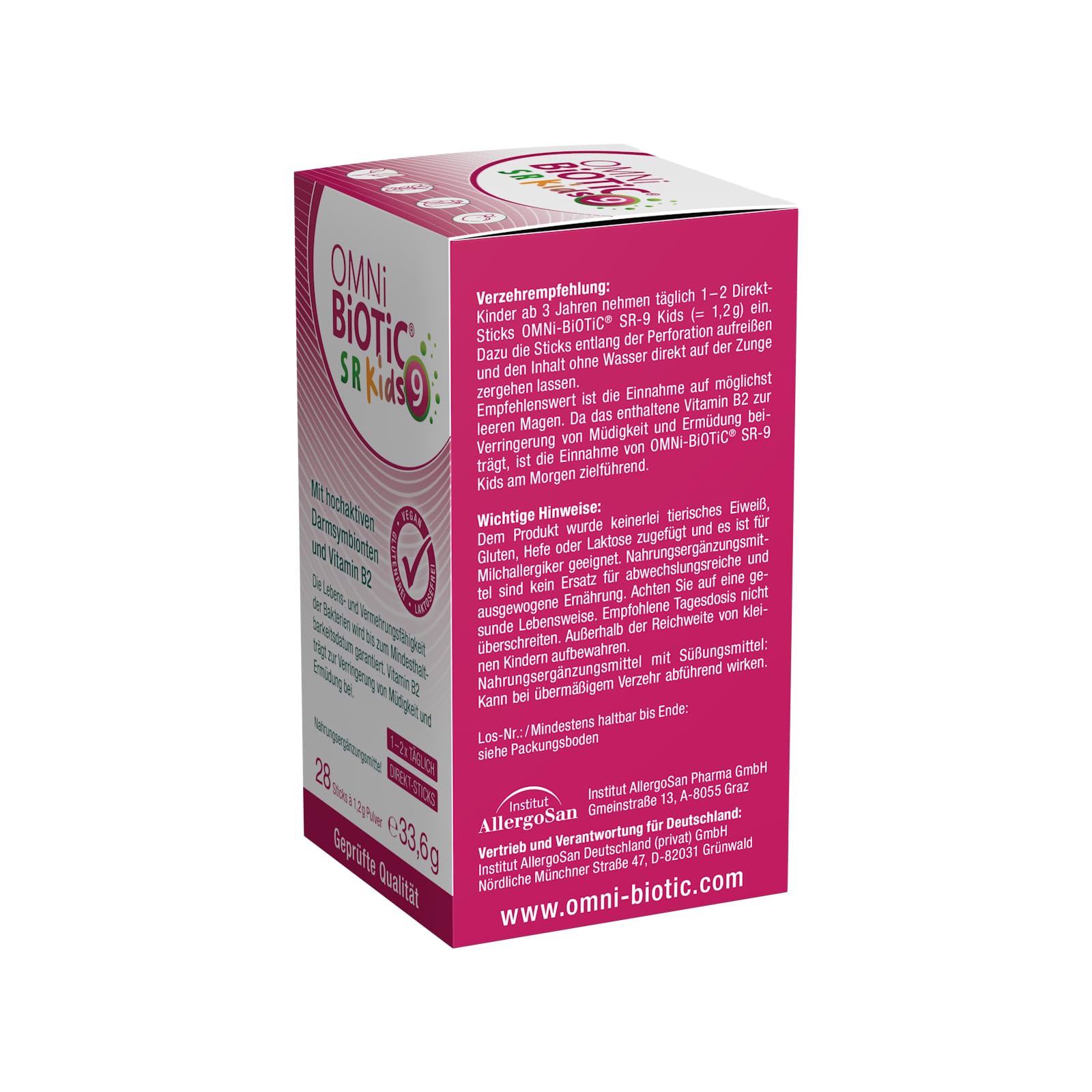 OMNi BiOTiC SR-9 Kids | Gute Nerven* in der Schule? Kinderleicht! | Innovativer Direkt-Stick mit fruchtigem Pfirsich-Geschmack | Vegan | Glutenfrei | Laktosefrei | 28 Sticks