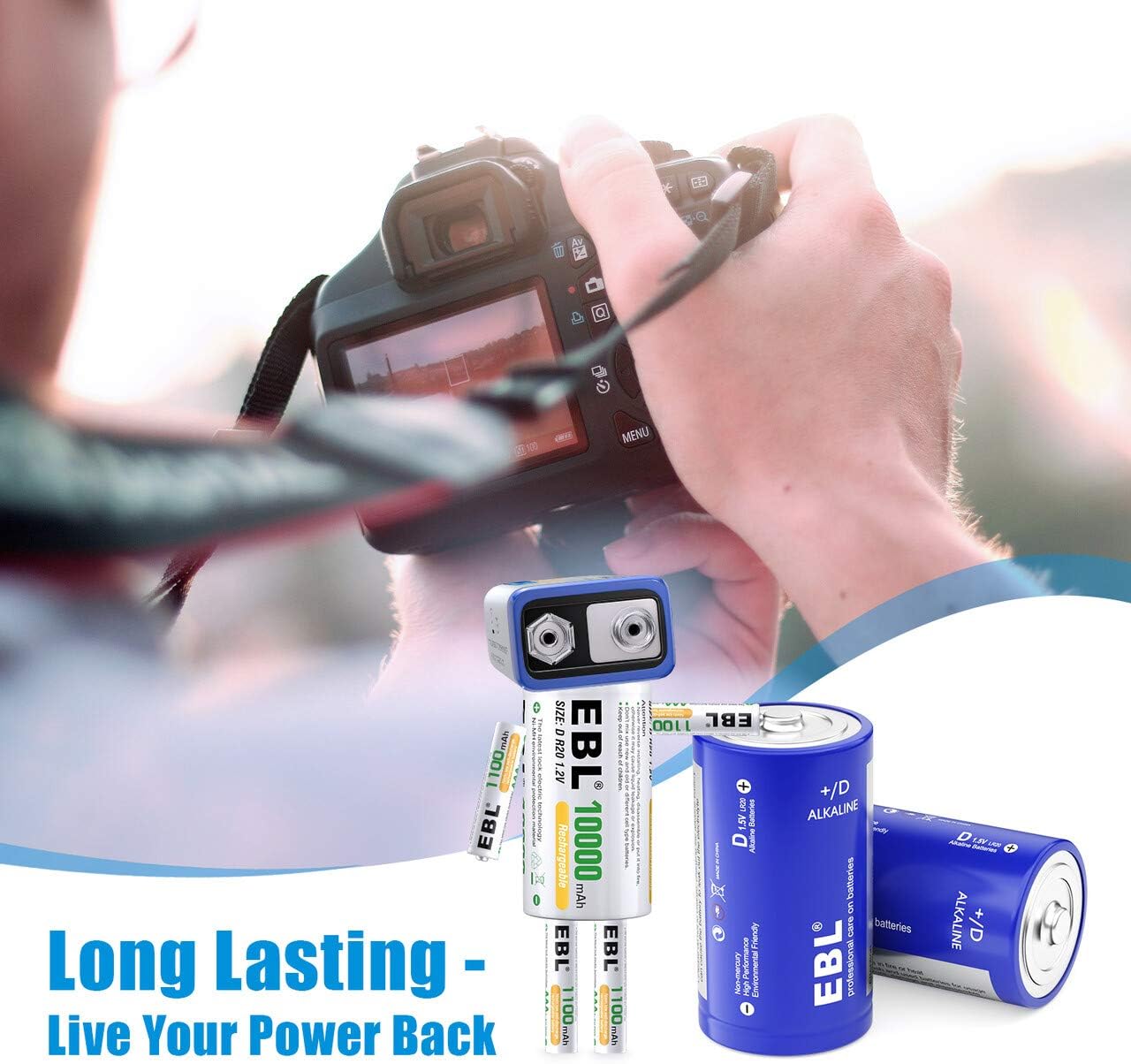 EBL D Batteries, Long Lasting Alkaline D Cell Batteries - Perfect for Daily Use and Business(12 Battery Count) : Health & Household