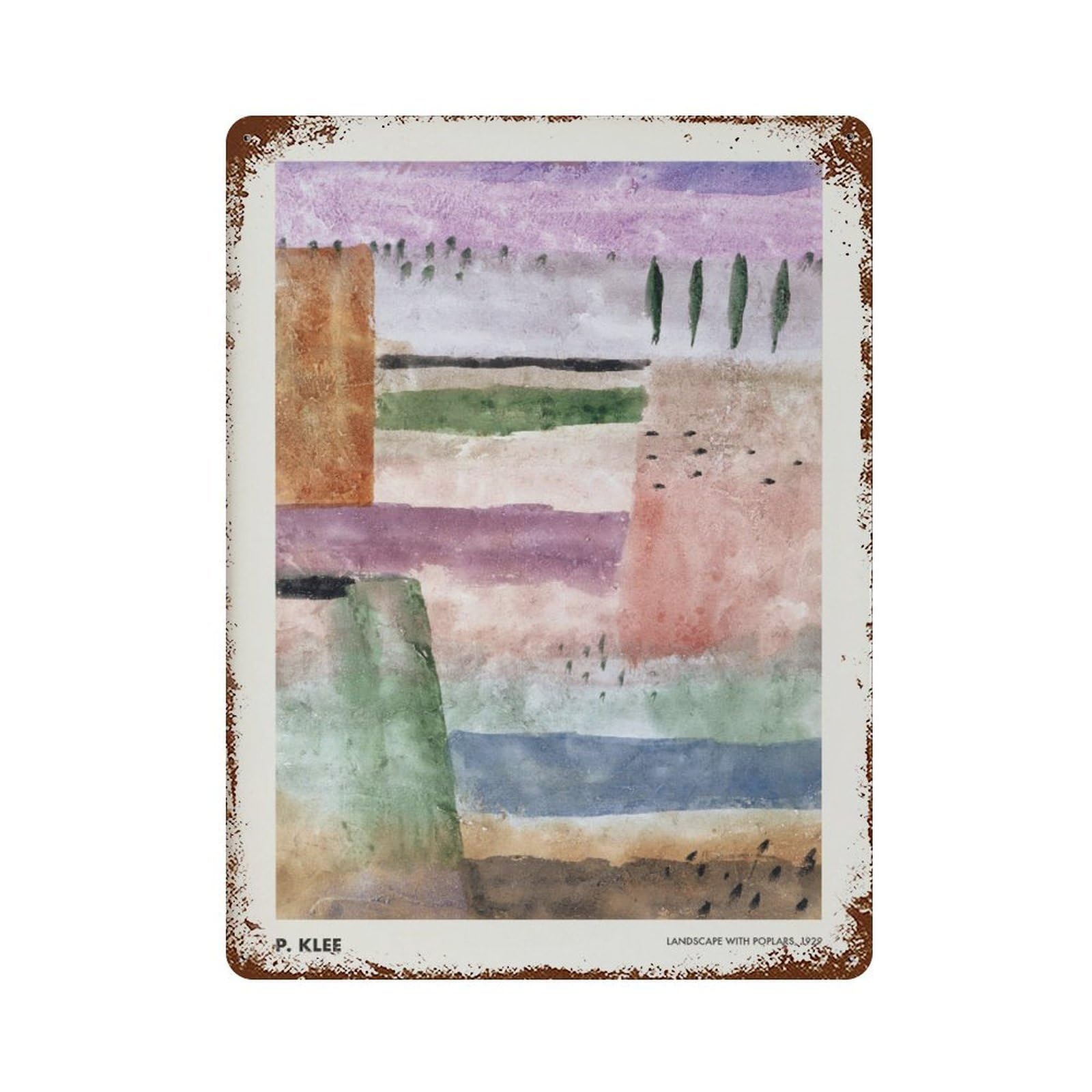 xiaoxiaoshen Paul Klee Landscape Minimalist Abstract Wall Decor Art Metal Tin Poster Modern Home Decor Art Home Bar Shop Decorations Vintage Sign 40x30cm