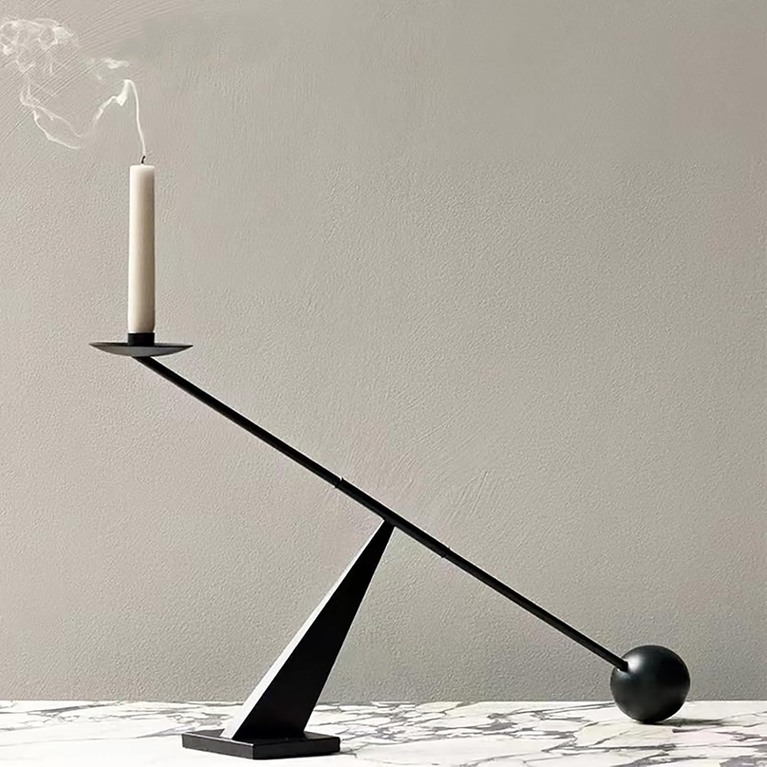 Black Candle Candlestick Holder, Taper Pillar Candle Sticks Stand Holders, Geometric Line Bougie Stands Decor, Centerpiece Dining Table Wedding Mantle Vintage Room Decorations