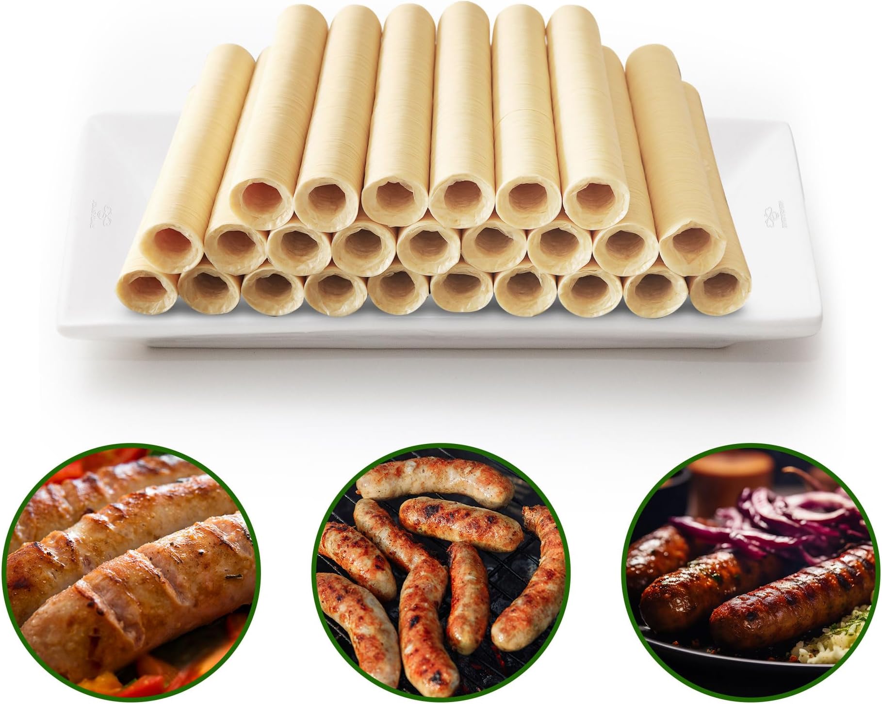 HALAL Sausage Casing, Grade A Edible Drying Collagen Sausage Casings for Flavorous Homemade Sausages 14m/46ft,Diameter 32mm/ 1 1/4'',1 Roll