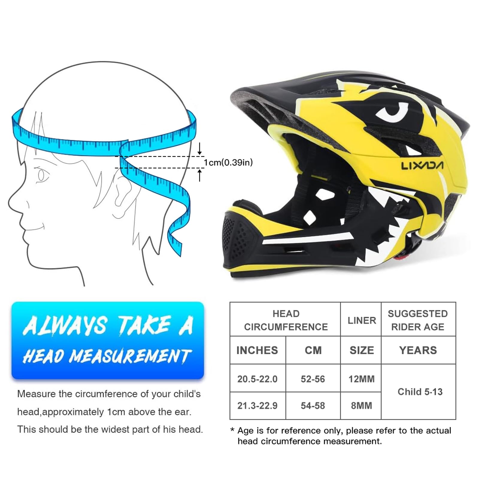 Lixada Kask dziecięcy, kask rowerowy, zintegrowany kask ze zdejmowaną ochroną podbródka, kask ochronny do jazdy na rowerze, deskorolce, rolkach