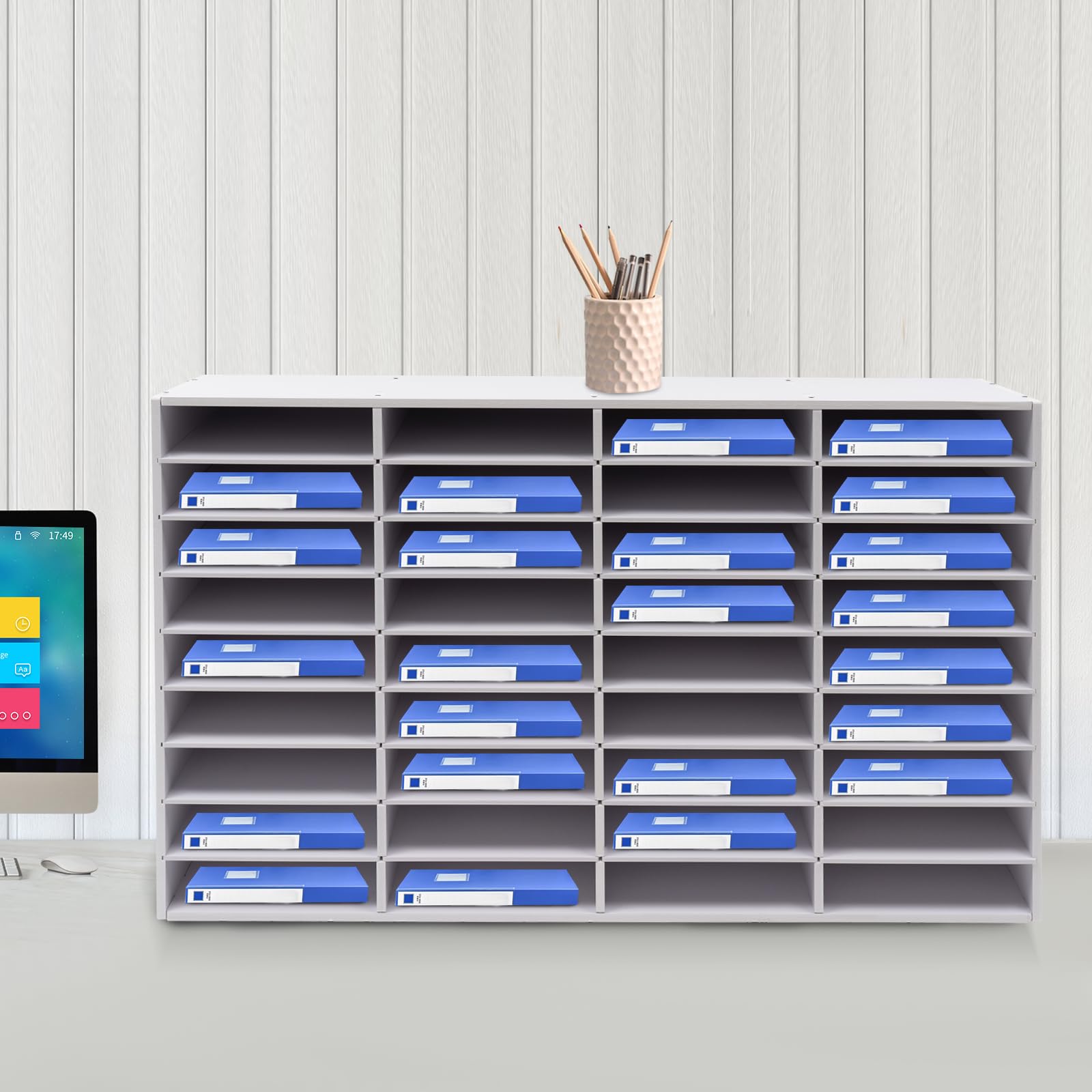 Organiseur de courrier et de Documents de Bureau à 24 Compartiments, boîte aux Lettres étudiante pour dossiers, Documents et Lettres (Blanche, 36 emplacements)