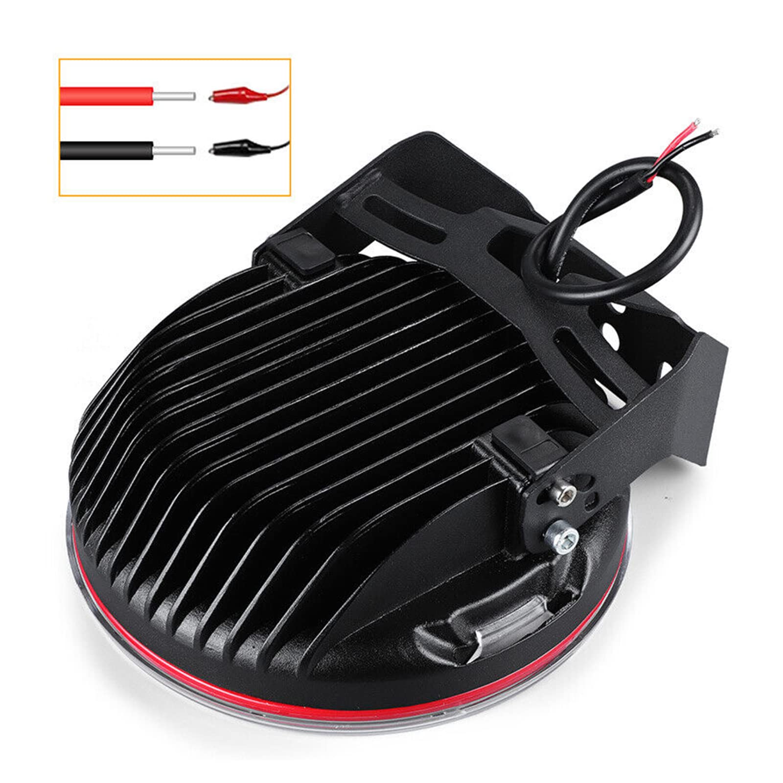 PICAA 2 szt. Reflektor roboczy Led okrągły, czerwony 9 cali 294 W 12 V 24 V 6000 K białe światło robocze do samochodu, ciężarówki, ciągnika, ATV SUV 4x4