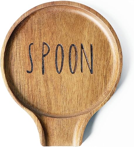 Miniatura 8 de LBEMEY Soporte para cucharas de madera de acacia para estufa, soporte redondo liso para cuchara de madera para encimera de cocina con pies de