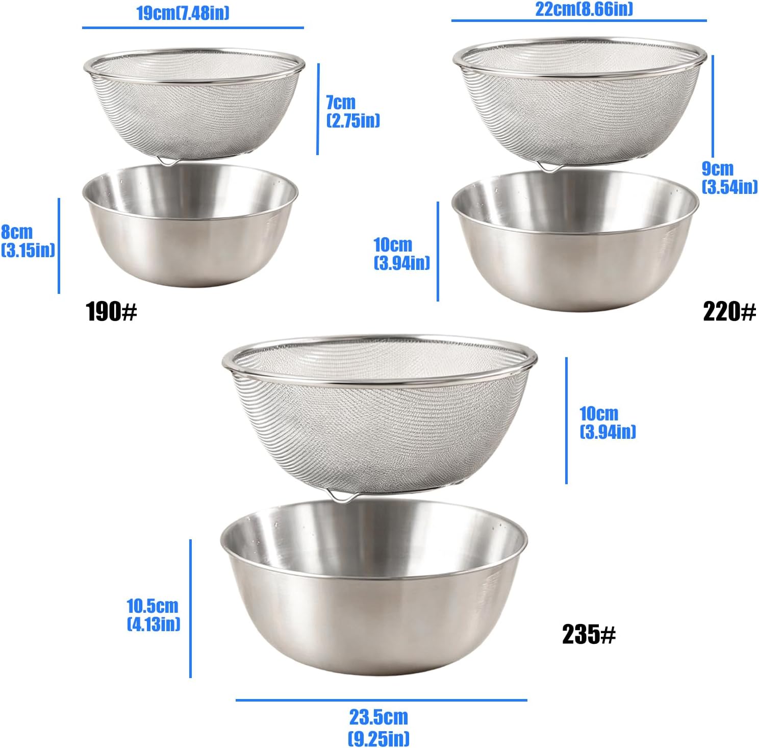 Stainless Steel Cooking Bowl and Drain Basket Practical Meshes Colander with Bowl for Kitchen Use Rustless Colander Set
